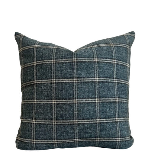 Blue Plaid Pillow Cover