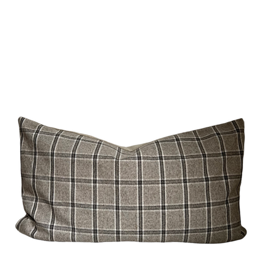 Grey Plaid Pillow Cover