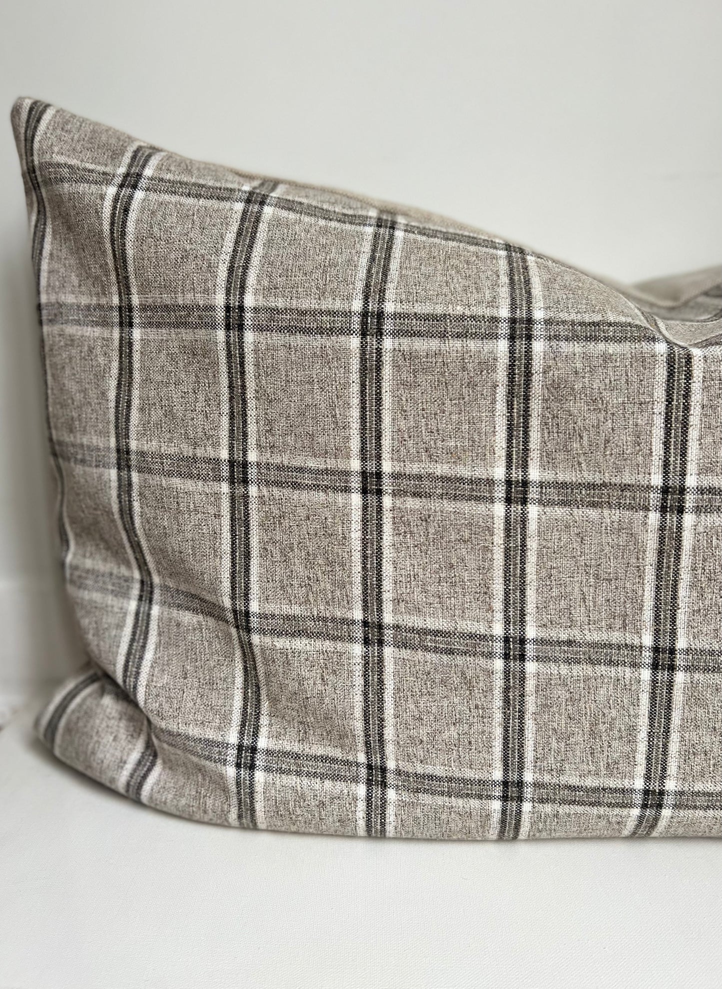 Grey Plaid Pillow Cover