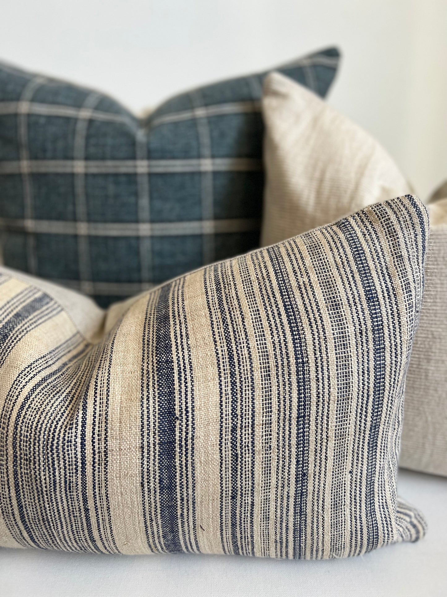 Blue Plaid Pillow Cover