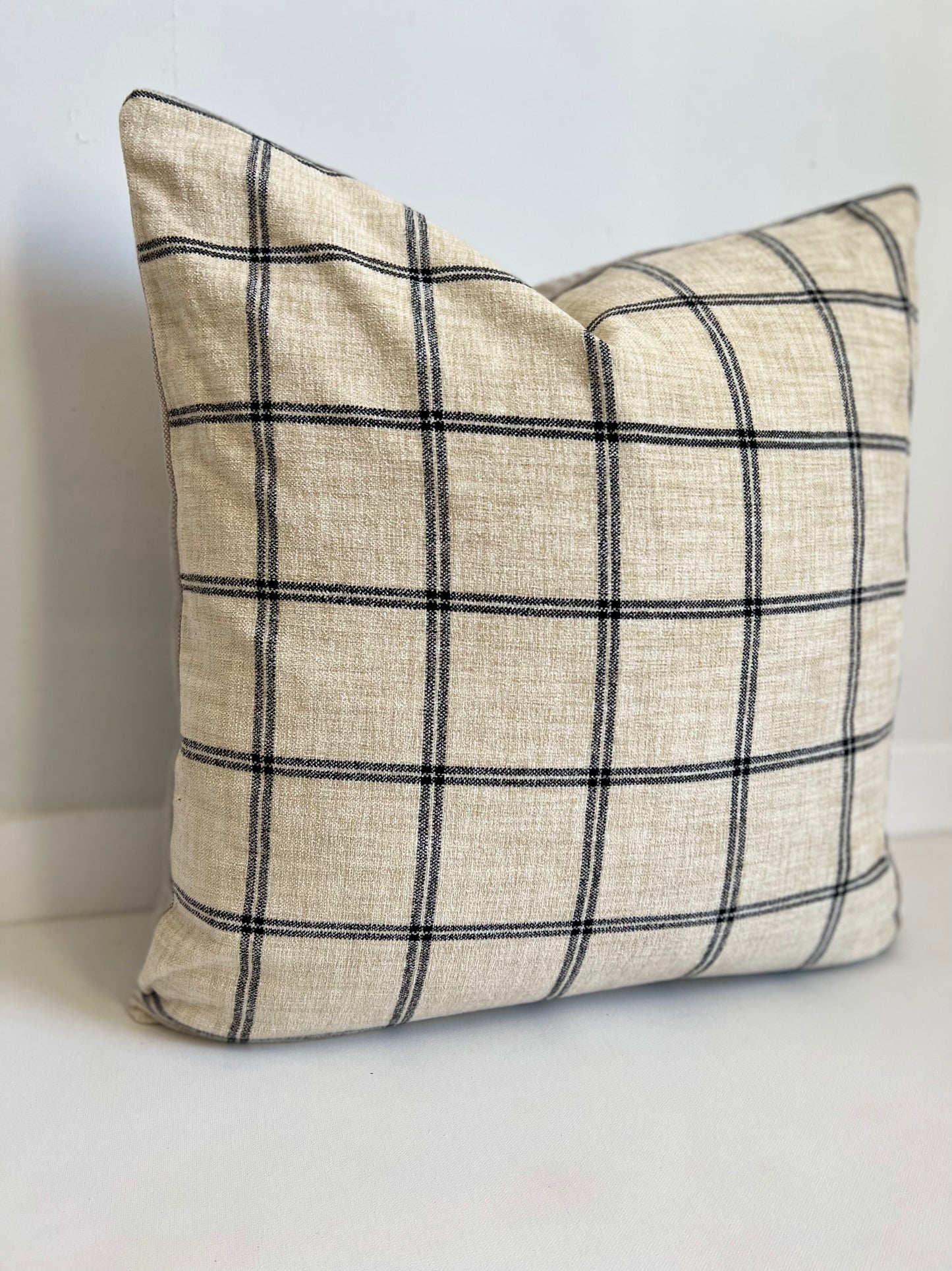 Neutral Plaid Pillow Cover