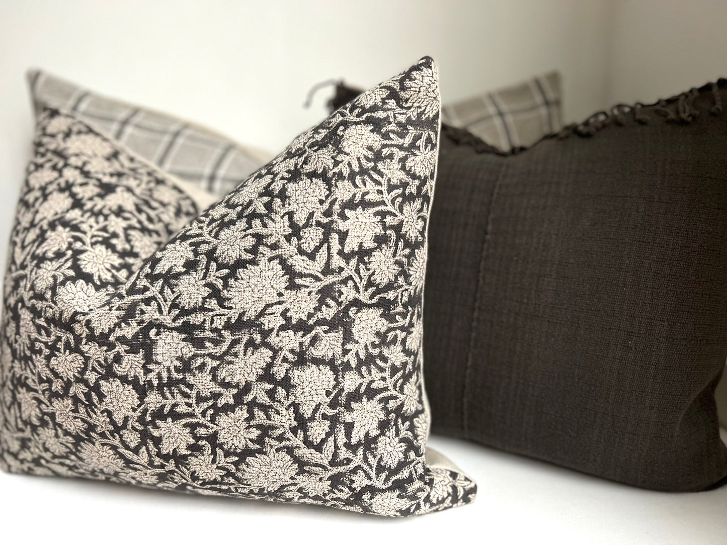 Grey Plaid Pillow Cover