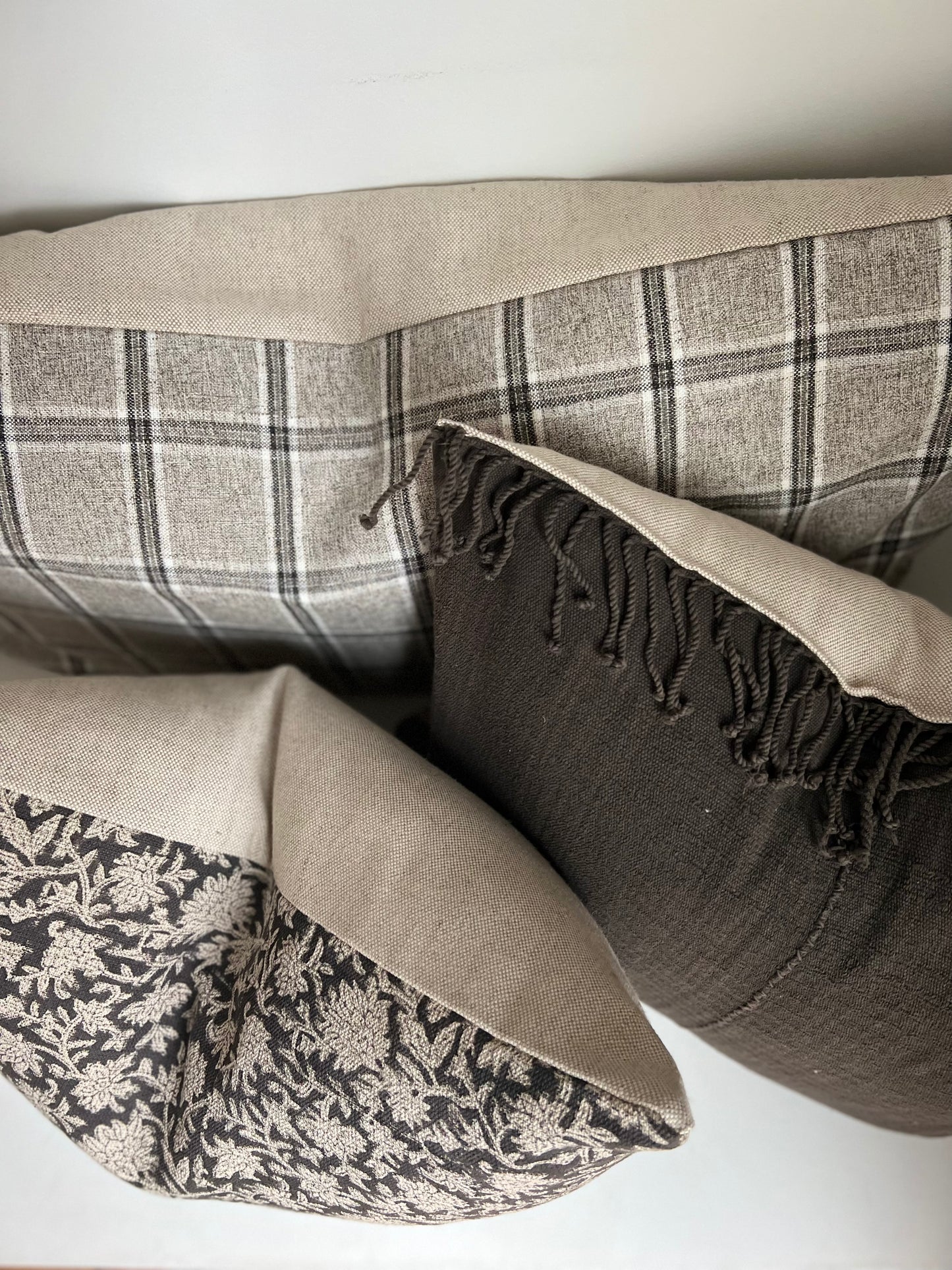 Grey Plaid Pillow Cover