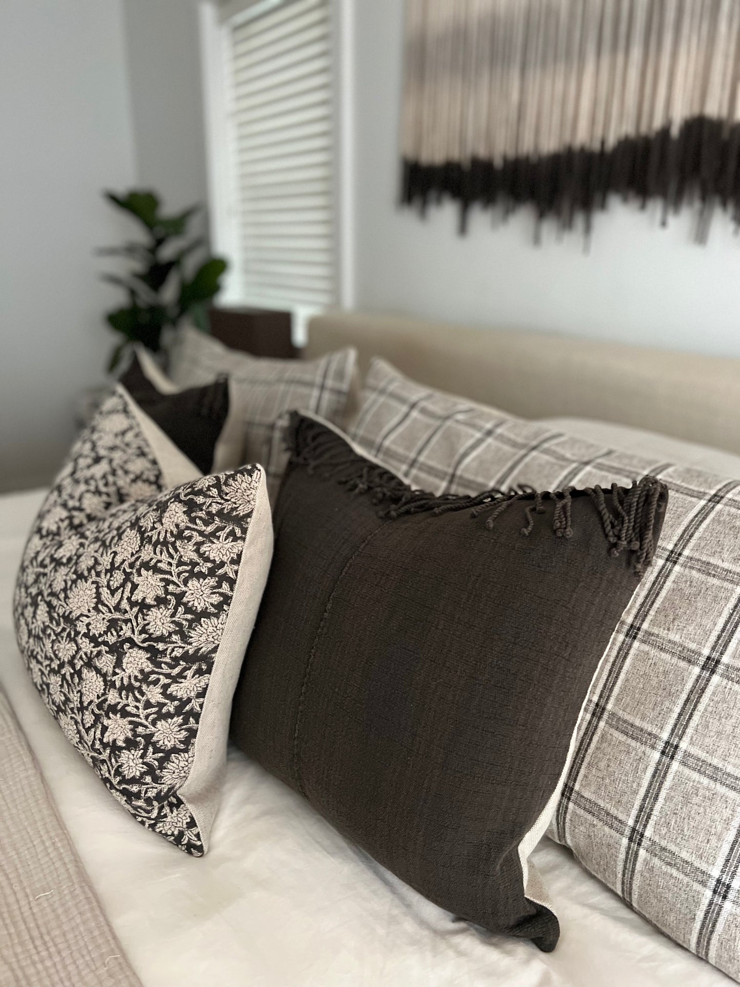 Grey Plaid Pillow Cover