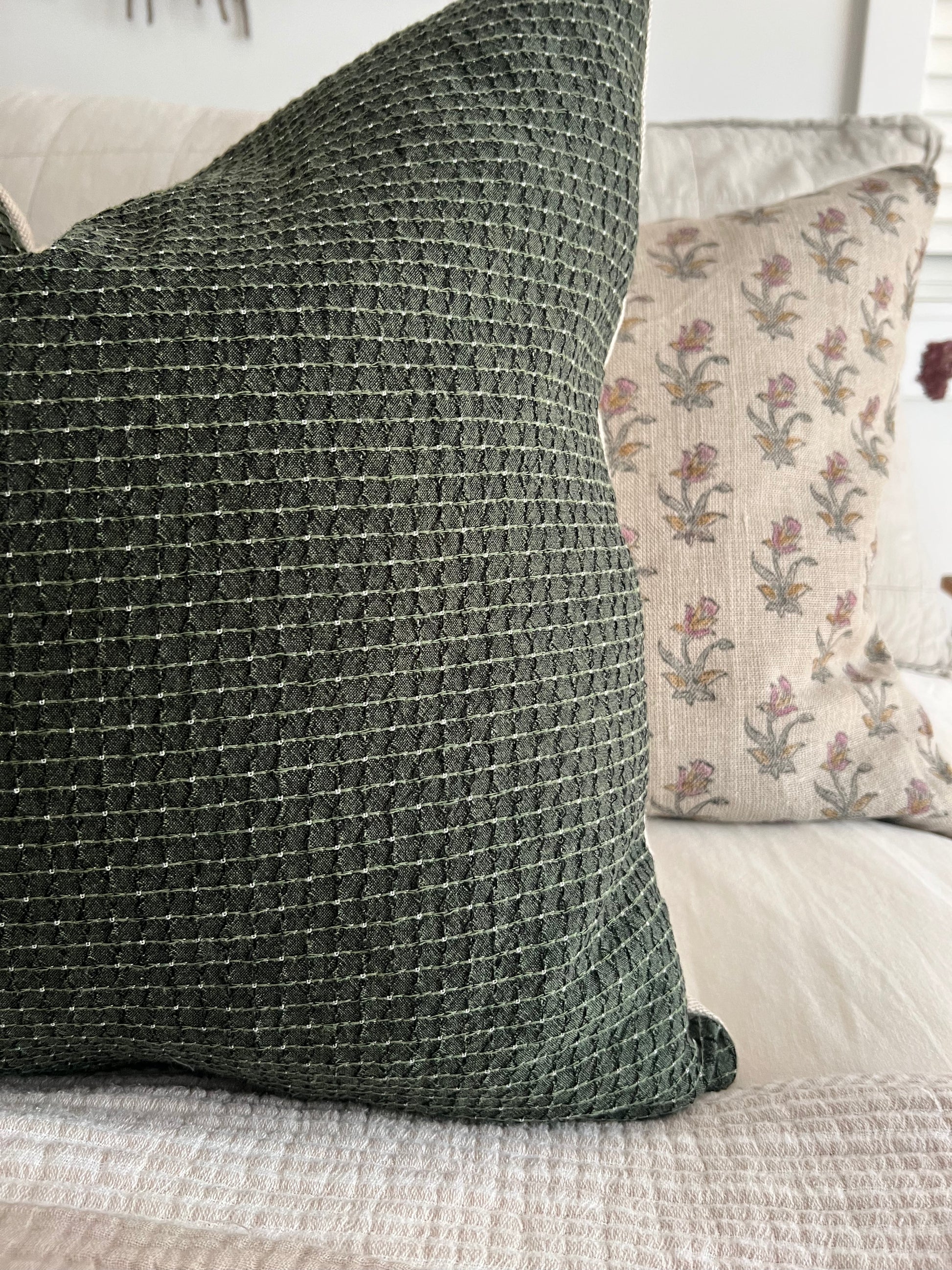 Green discount gray pillows