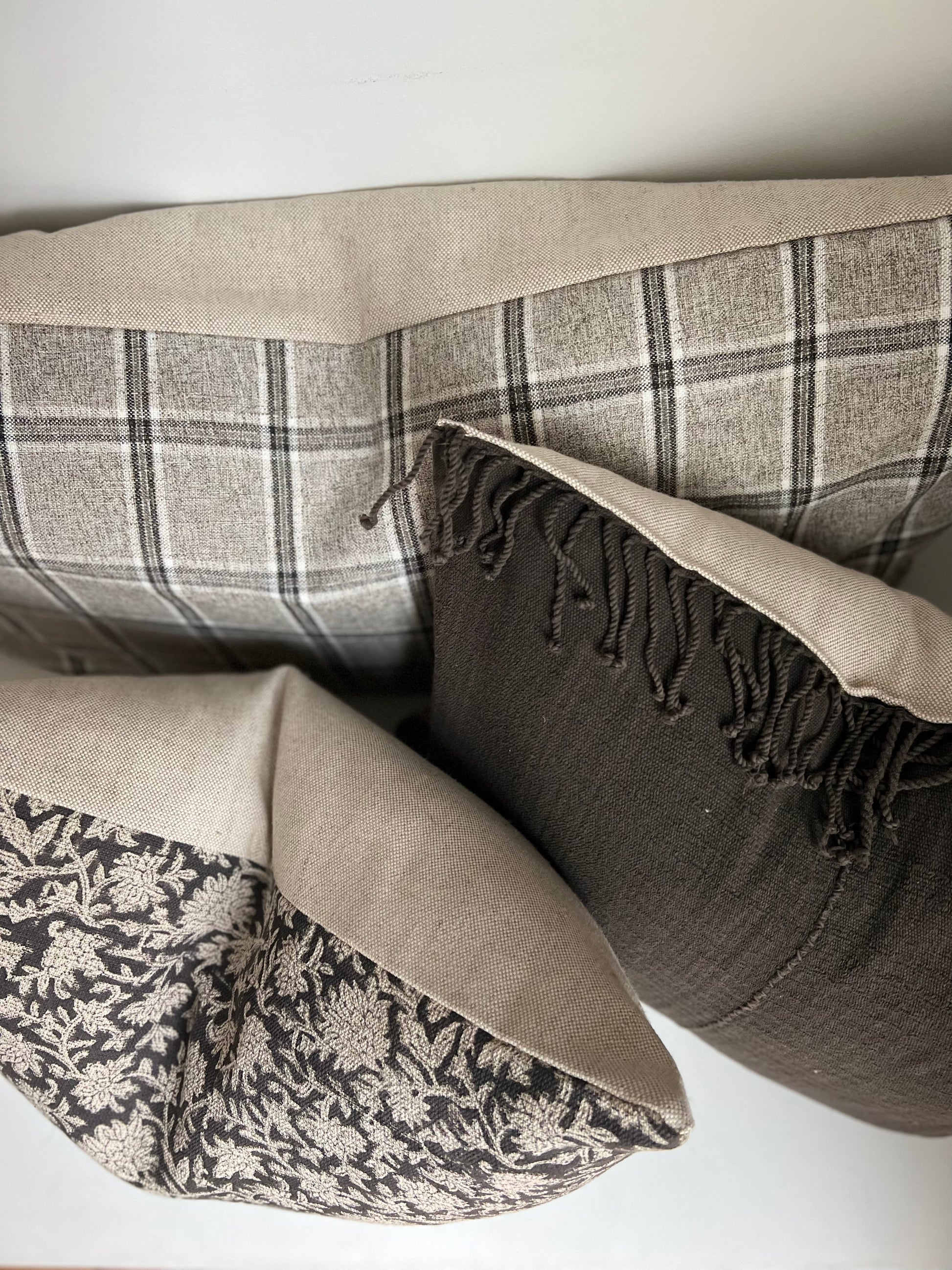 Grey Plaid Pillow Cover